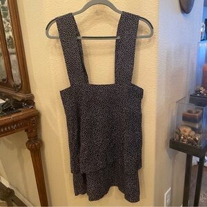 Vintage Black & White Polka Dot Jumper Tiered dress Size 11/12-Fits like Small